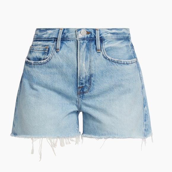 NWT $198 FRAME Le Brigette High Waist Raw Edge Denim Shorts (Splitscreen) - 25! - Picture 7 of 7